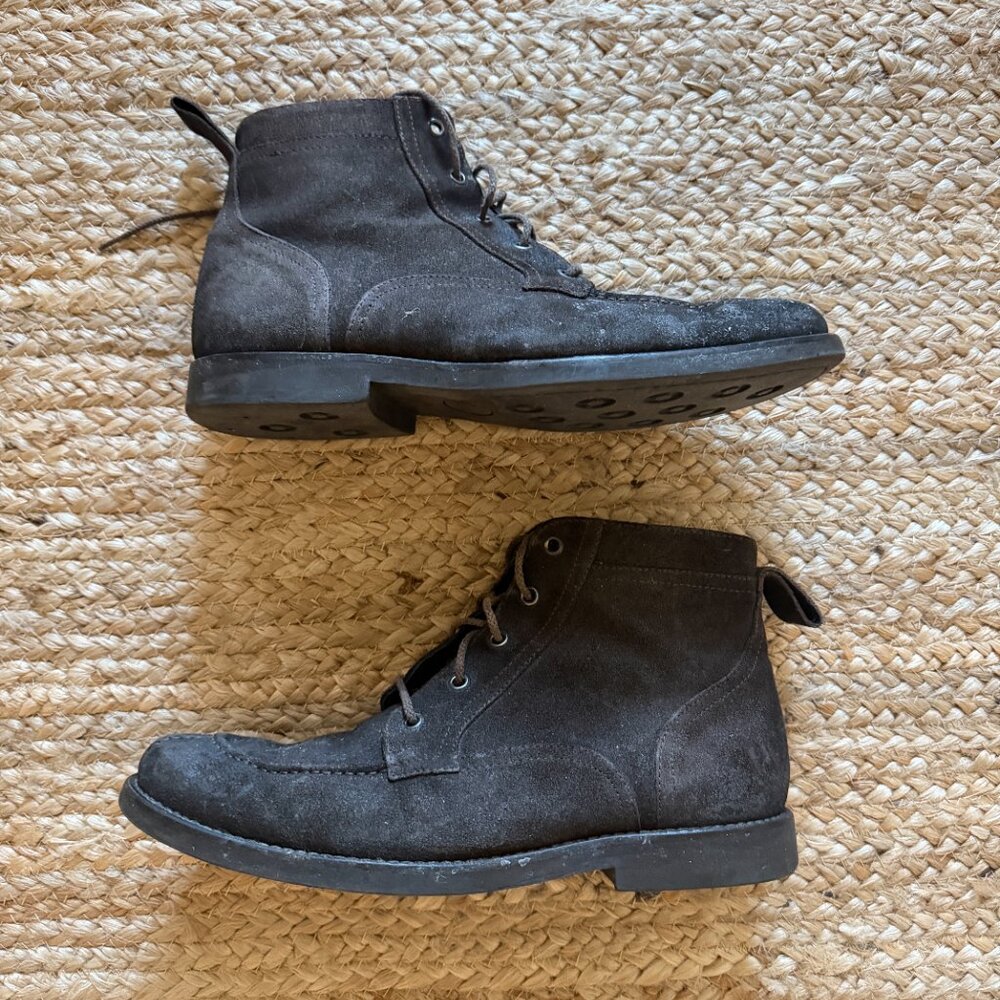 To Boot New York Adam Derrick Men’s Sz 8 Suede Leather Boots Charcoal Brown - Picture 5 of 11